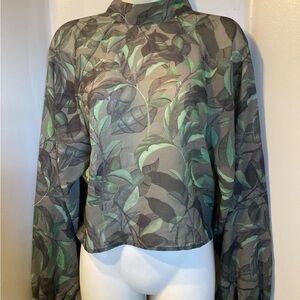 Leaf Pattern Sheer Blouse